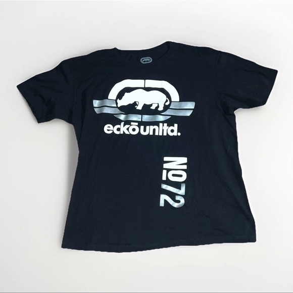 VTG Ecko Unltd Men’s T-Shirt Black Graphic Rhino Logo Sz 2XL Made in Mexico Y2K - Picture 1 of 5